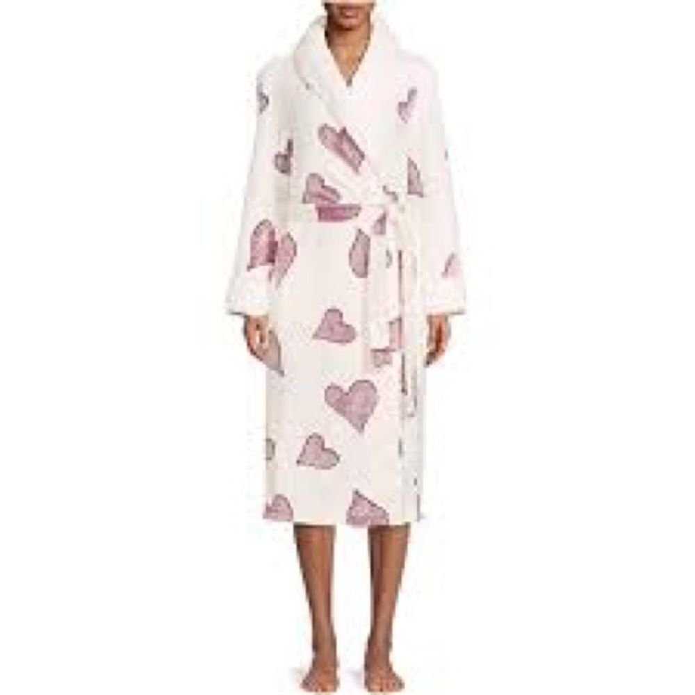 New Secret Treasures Hearts Winter White Superminky Sleep Robe - Medium